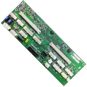 A green IGT I-960. 044 BACKPLANE BOARD with many small white and blue connectors.