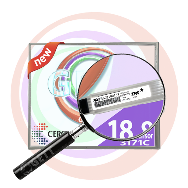 A magnifying glass with an 18.86" CERONIX / TPK Touch Sensor for use with WMS BBI and select BBII games with 19" monitors. Fits 3M part 17-8351-204. Fits WMS BBI, BBII games, others. GETT Part 3171C on it.