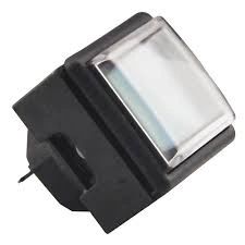 A black and white IGT Dynamic Non-Edge LIT Black Button New light switch with a clear lens. GETT Part BTN116.