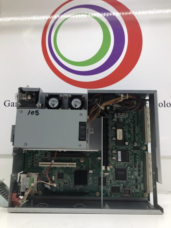 The Bally Alpha/ CPU Board. GETT Part CPU105 is sitting on top of a computer tower.