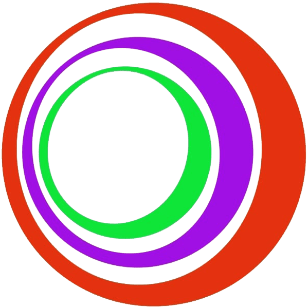 A colorful circle with black background.