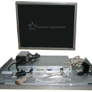 A metal box with a Wells Gardner 19" LCD Monitor Part WGC1999 and a power supply.