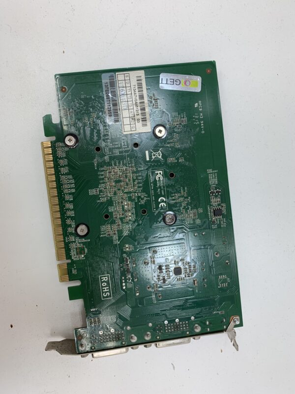 A green Aristocrat GT430 Video Card New with Warranty circuit board with many small holes.