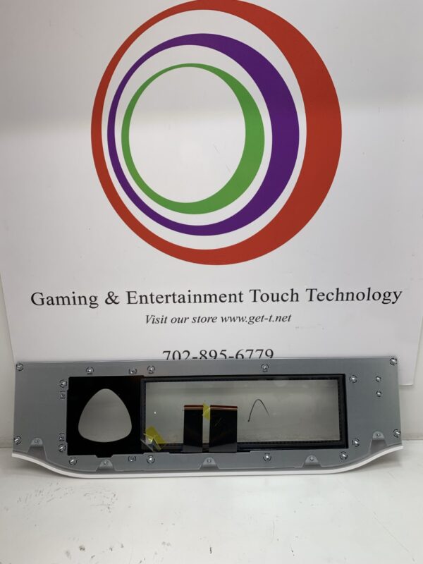 The 23" PCT for IGT Axxis Lower Monitor Touch Sensor PN# 017X0493-001. GETT Part 3219 logo is displayed on a wall.