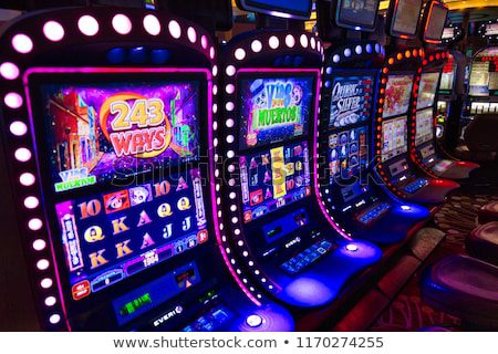 Slot machines in a casino - 27" LCD Touch Monitor for use with Everi. GETT Part LCDM250 - stock photo.