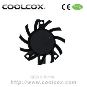A Cool Cox Fan, 36 x 36 x 10mm. Frameless. 3 Wire with 2510 connector. GETT Part Fan 134 for a computer.