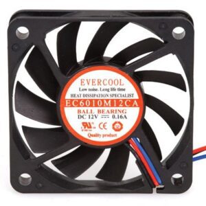 A COOLING FAN - 60x60x10, 12 VDC, 0.26A, 2 Wire [330mm Leads] No Connector. GETT Part Fan104 on a white background.
