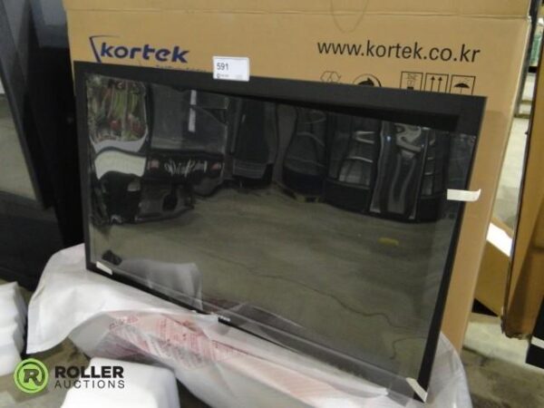 A 32" Kortek LCD Monitor, Refurbished- Cleaned and Tested. Part KT-LS32WT is sitting in a box in a warehouse.