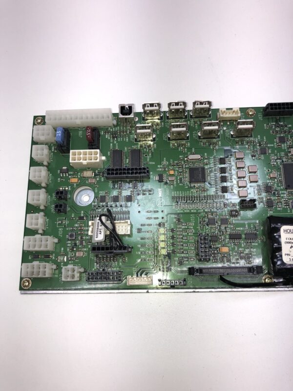 A BackPlane Board for IGT S-AVP. Part 75831401W. Part 91161001 Rev C. GETT Part BPLN105 on a white surface.