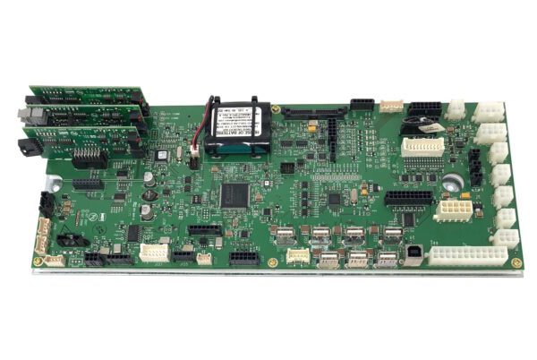 A green IGT AVP Backplane LXS Slant Top with a number of electronic components.