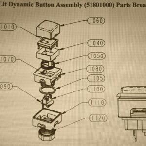 A diagram showing the parts of a Black Sleeve for IGT Dynamic Button. GETT Part BTN122. hydraulic brake assembly.