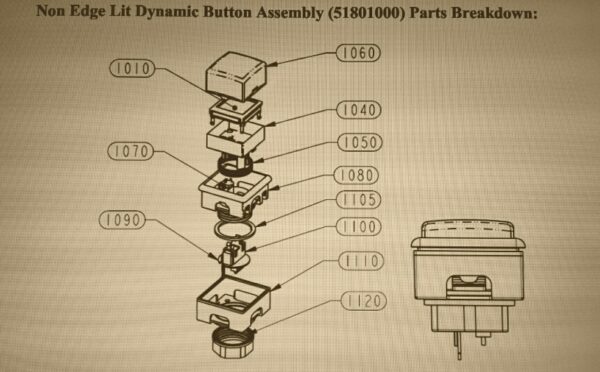 A diagram showing the parts of a Black Sleeve for IGT Dynamic Button. GETT Part BTN122. hydraulic brake assembly.