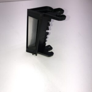 A Bill Validator Bezel for MEI BV Unit, New Part, Black Plastic, sitting on top of a table.