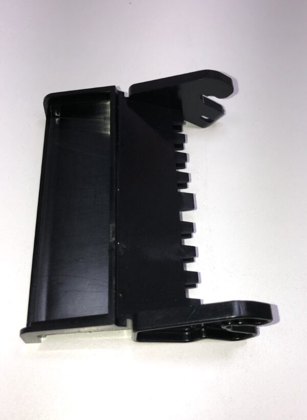 A Bill Validator Bezel for MEI BV Unit, Black plastic, on a white surface.