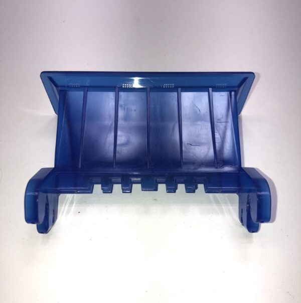 A blue plastic Bill Validator Bezel for MEI BV Unit. Fits IGT Games. GETT Part BV195 holder on a white surface.