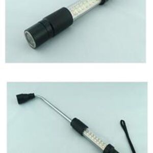 Two different pictures of a 3in1 Telescoping, Magnetic, LED Flashlight with a black handle. GETT Part FL100.