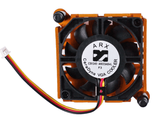 A FAN,CPU,ARISTOCRAT MARK VI,ARX,40 X 10 X 40MM,3 WIRE CONNECTION,HOLES 1.2 on a white background.