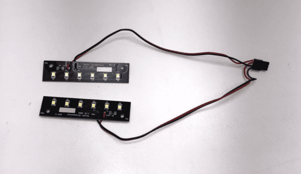 A pair of 24v Dual LED Boards for Bally 6000+9000 Validator on a white surface.