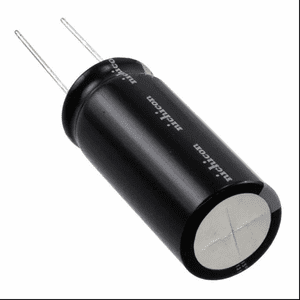 A 400uf 120v Nichicon electrolytic capacitor on a white background. GETT Part RCAP196.
