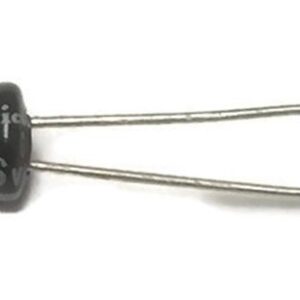 A black and white image of a 16v 10uf Nichicon 105 degree radial capacitor on a white background.