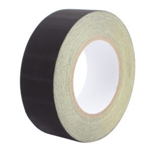 A roll of TAPE, ACETATE 1' Wide Black Cloth..Permacel P-242 - 60 Yards. GETT Part Tape102 on a white background.