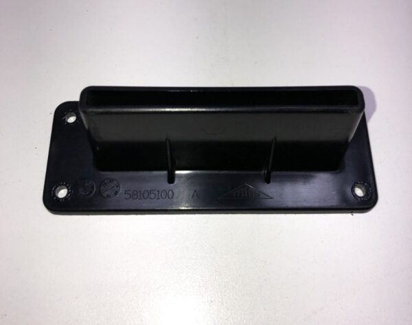 A Ticket Printer Bezel, Black plastic, on a white surface.