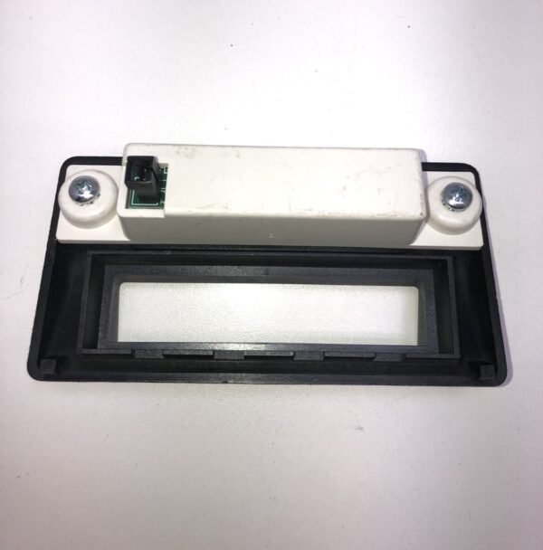 A black and white Ticket Bezel Assembly, which includes front plate and connector/harness, for an electronic device.