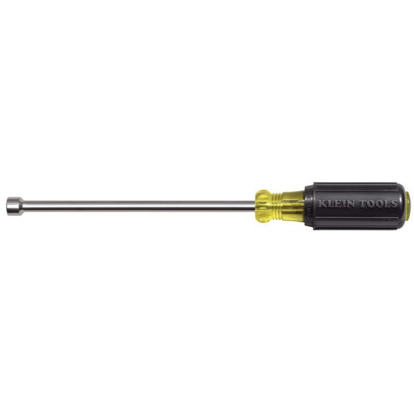 A 1/4" & 5/16" Klein Magnetic Nut Driver with a yellow handle on a white background. GETT Part Tool 103.