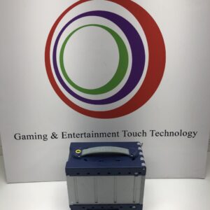 A Cash Code "ONE" Cash Can gaming and entertainment technology box in front of a sign.