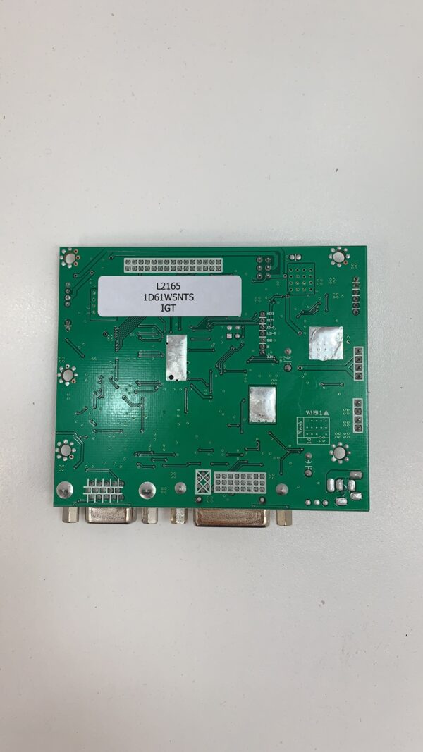 A green AD Board 21.5" with many small metal ports, L2165, 5V, FHD, IGT, Tovis. GETT Part ADB162.