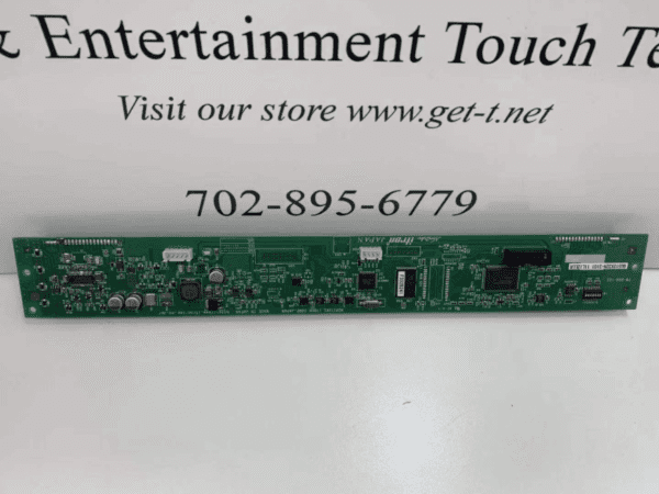 A LED Reader Board for Aruze Innovator Games with the words pc entertainment touch on it. Noritake Itron Part: GU512X32H-3101 11L12LLR. VFD Display. GETT Part LED115.
