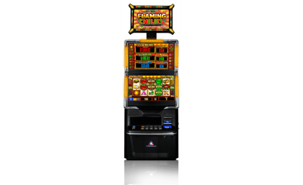 A Aruze Cube X CPU, Complete, AP-7-01 Type 2 slot machine with a yellow and black background.
