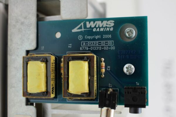 A close up of a WMS SOUND BOARD. GETT Part SB101 circuit board.