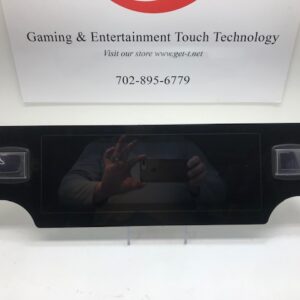 A picture of the IGT Crystal Core Touch Panel, Black, Dual Button, P/N: 9375-00704-106B. GETT Part 3281 with a gaming and entertainment technology logo on it.