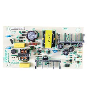 A power supply board on a white background.