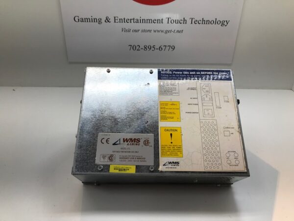 A box with a sign on it that says WMS BBII Power Supply, WMS Part A-018396-01-01 and GETT Part PSUP188.