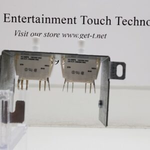 A sign that says IGT TrimLine Door Switch. Double 10A switch with Metal bracket housing. GETT Part Switch 115 touch technology.
