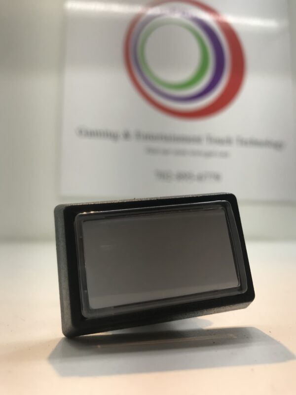 A Rectangle Push Button With Micro Cherry switch With Lamp Standard black ABS bezel Industrias Lorenzo IPB RCT/E Ref #A01191784236600. Part 080-22-A19902-01. GETT Part BTN145 lcd display with a logo on it.