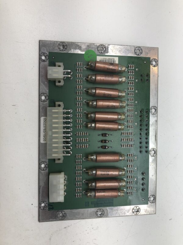 An Atronic E-Motion Filter Board with several electronic components on it.