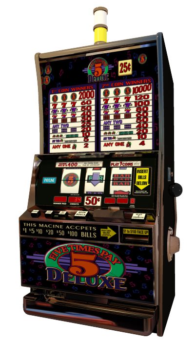 A slot machine with a number of different symbols on it.