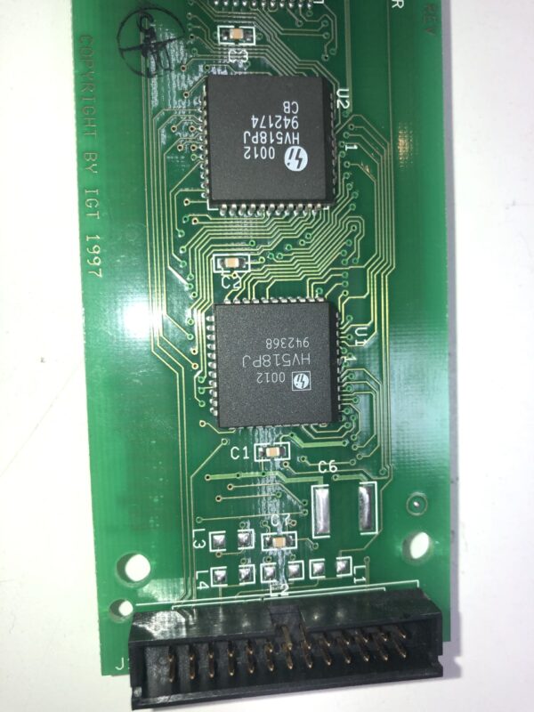 An IGT TrimLine VFD (Vacuum Formed Display) unit. LED Dot-Matrix display. IGT Part 75117800. Refurbished Part with a chip on it.