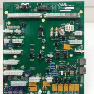 A Backplane for Bally Alpha I game with electronic components on it.