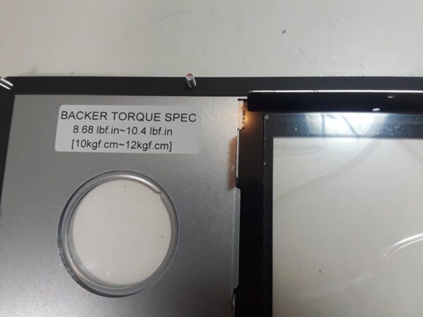 A picture of the back of a laptop with a Touch Sensor only for LCD Betting Deck for Konami Selexion Games, Others. KONAMI Part 310785, 1DA246KN00, TOUCH ASSY PACK, L1946BP1KN. GETT Part 3212 on it.