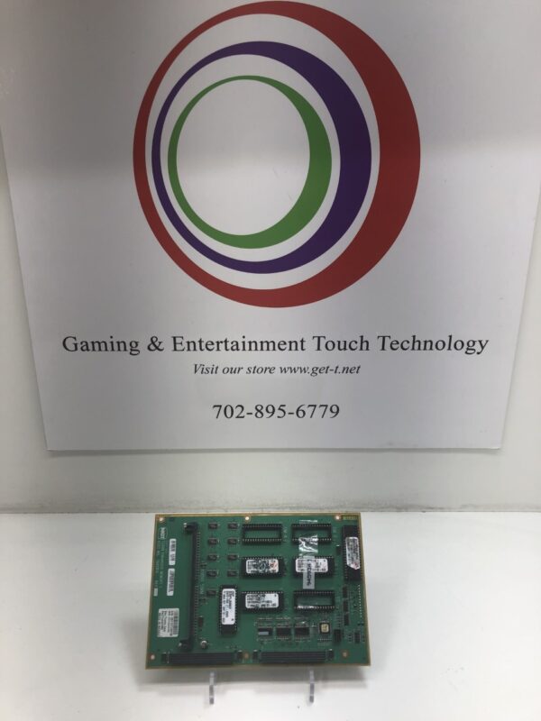 A IGT Motherboard, Enhanced for IGT S2000. IGT Part 76828100. GETT Part MPU111 gaming and entertainment technology board in front of a sign.