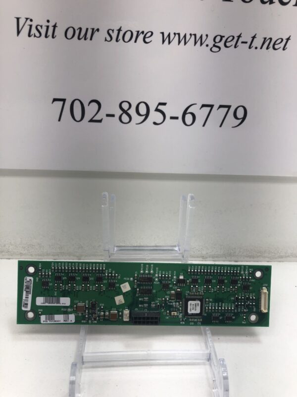 A small electronic board with a logo on it - Credit Meter - Display Board for use with IGT S2000 Game, Seven Segment - IGT S2000 IGT Part 75128301. GETT Part CM104.