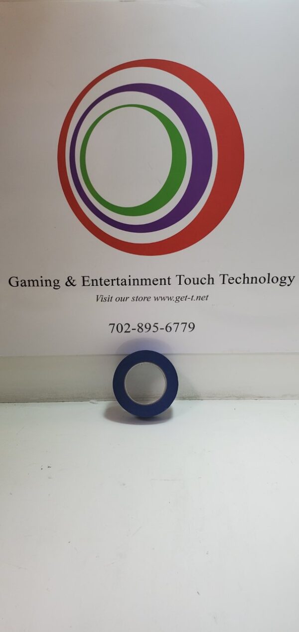 A 1 1/2" BRon, Blue Cover Tape with the words gaming and entertainment touch technology. GETT Part Tape111.
