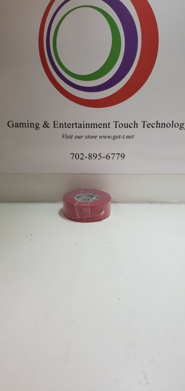 A BRon, 2" Duct Tape, Red with the words gaming & entertainment technology on it. GETT Part Tape114.