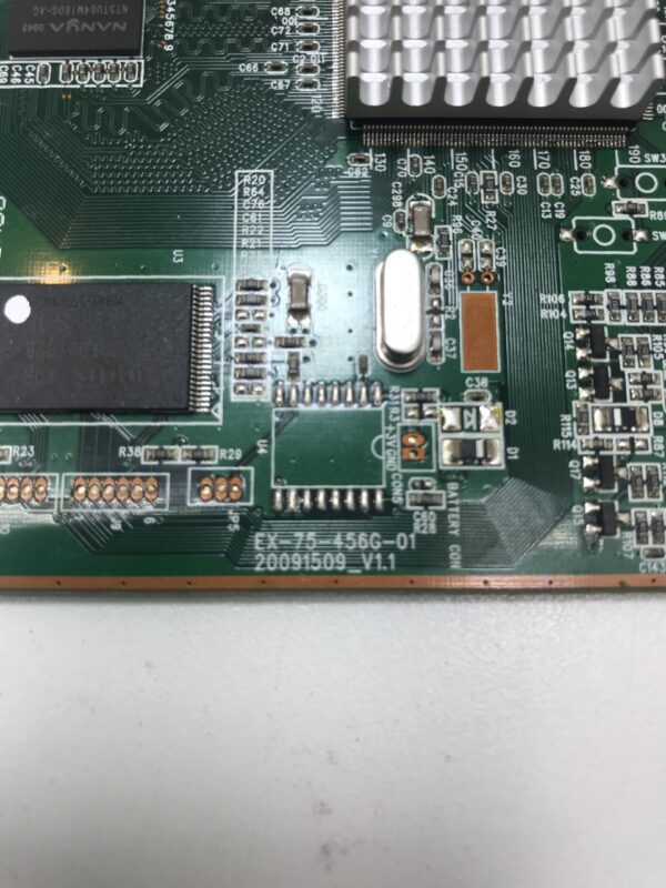 A close up of a AD Board for Top Box "Media" board- Fits Bally Alpha Game LCD Monitor with a chip on it.