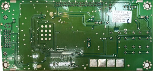 A close up of a green A-D Board for Kristel LCD Touch Monitors. Kristel Part AS7-3018. Works with Kristel Monitor LCD22-B06 (5 reel transmissive reels) and LCD22-Bo4 (3 reel transmissive reels). GETT Part ADB275 pcb board.