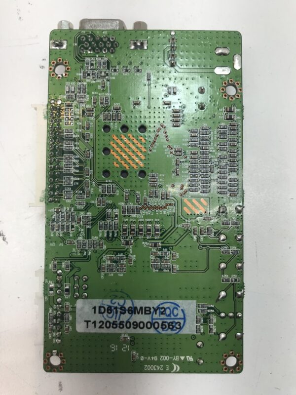 A green AD Board for Tovis LCD Monitor, Tovis Part E 243002, on a white surface.